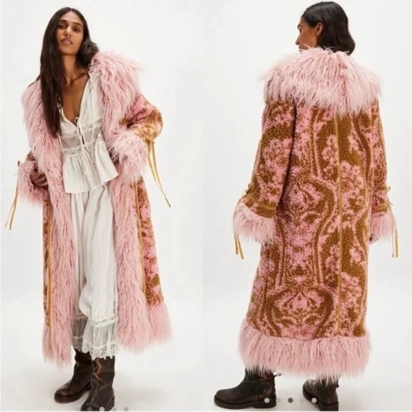 Free People Bali True North Faux Fur Long Jacket- Medium - Picture 1 of 8